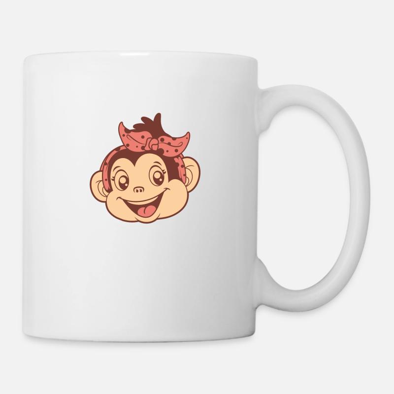 Mädchen Affe Popo Affe Pavianpopo Monkey Affen - Tasse - Weiß