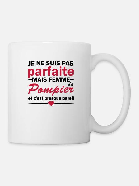 pas parfaite mais femme de pompier - Mug blanc - blanc