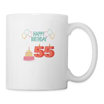 Joyeux anniversaire 55 ans / happy birthday 55 - Mug blanc - blanc - Droite