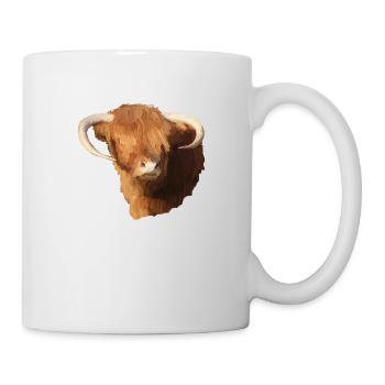 Artwork oil paint scottish highlander - Mug - white - Right