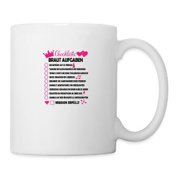 Braut Junggesellin Checkliste Geschenk - Tasse - Weiß - Rechts