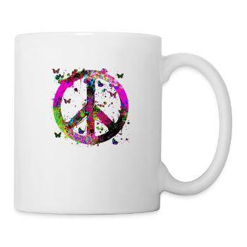 World Peace, Peace, Peace Symbol, Peace Sign, - Mug - white - Right