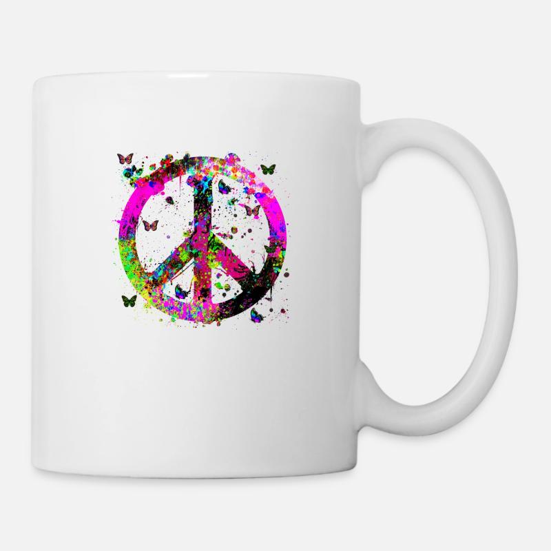 World Peace, Peace, Peace Symbol, Peace Sign, - Mug - white