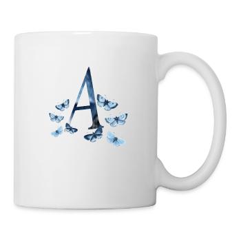 Buchstabe A mit Schmetterlingen - Tasse - Weiß - Rechts