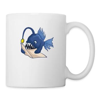 Tiefsee Anglerfisch Mit Buch - Tasse - Weiß - Rechts