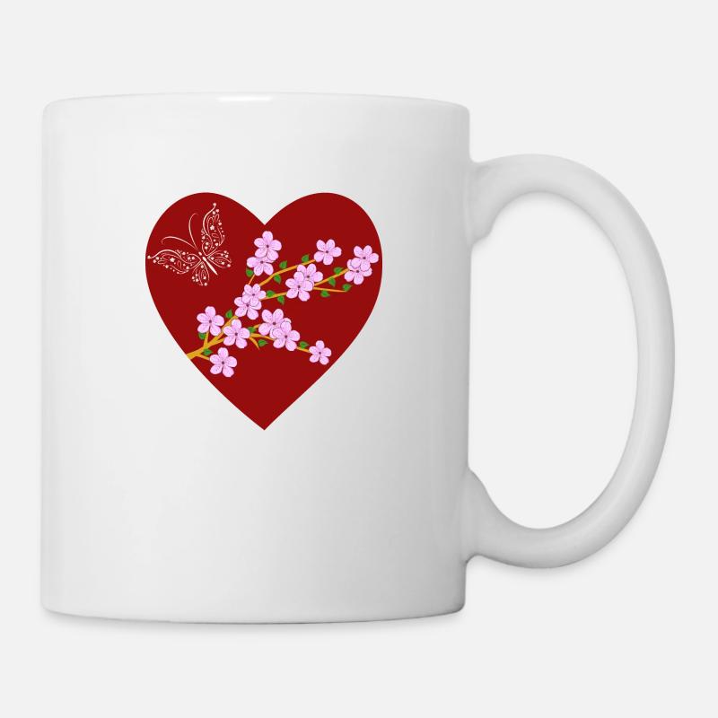 Schmetterling Kirschblüte - Tasse - Weiß