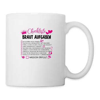 Checkliste braut aufgaben Geschenk Hochzeit Ehe - Tasse - Weiß - Rechts
