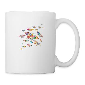 Double Exposure Spring Butterflies Flowers - Mug - white - Right