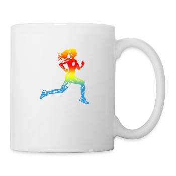 Läufer Laufendes Mädchen Tattoo Design Geschenk - Tasse - Weiß - Rechts