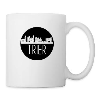 trier, skyline, kreis, scherenschnitt, schwarz - Tasse - Weiß - Rechts