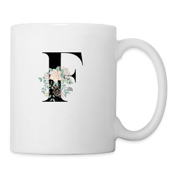 Buchstabe F Blühende - Tasse - Weiß - Rechts