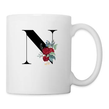 Buchstabe N Blühende - Tasse - Weiß - Rechts