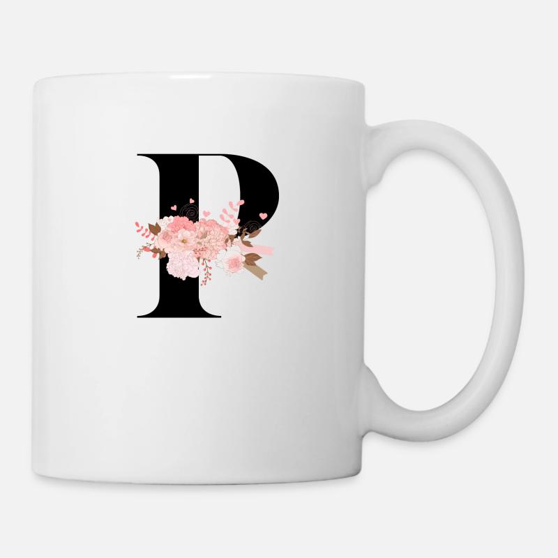 lettre P fleuris - Mug blanc - blanc