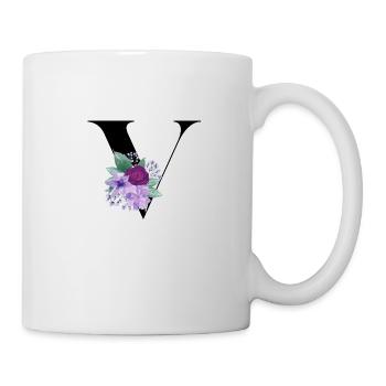 lettre V fleuris - Mug blanc - blanc - Droite