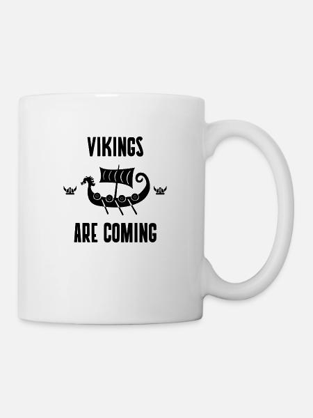 Vikings are coming - Viking Boat (Schwarz) - Tasse - Weiß