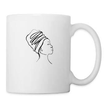 one line art African women drawing line - Mug - white - Right