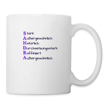 Sandra- Name und Charaktereigenschaften - Tasse - Weiß - Rechts