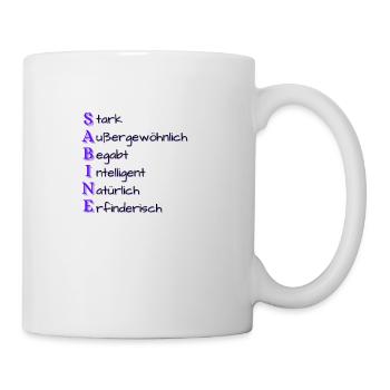 Sabine- Name, Charakter, Eigenschaften - Tasse - Weiß - Rechts