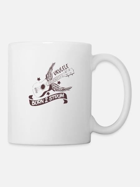 Ukulele born strum gift musician Hawaii - Mug - white