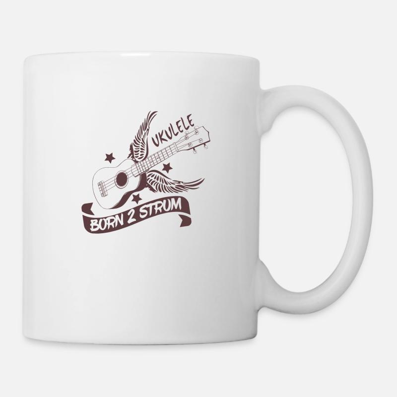 Ukulele born strum Geschenk Musiker Hawaii - Tasse - Weiß