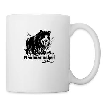Waidmannsheil Geschenk Jagd Wildschwein Jägersmann - Tasse - Weiß - Rechts
