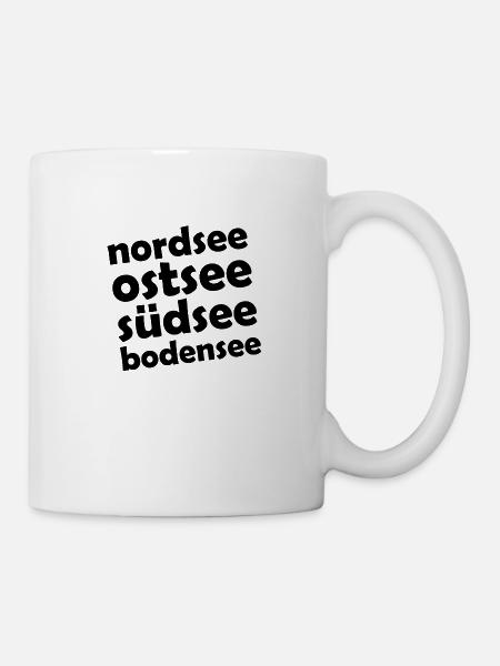 Bodensee - Südsee - Ostsee - Nordsee - Konstanz - Tasse - Weiß