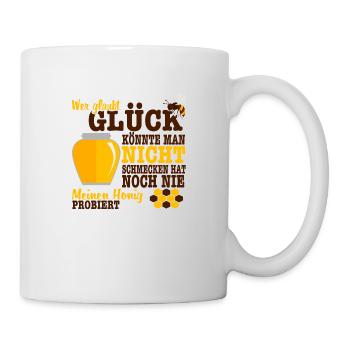 Glück honig Geschenk Biene Imker Spruch Insekt - Tasse - Weiß - Rechts
