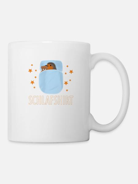 Rotkehlchen kuschelt mit Teddy Schlafshirt Vogel - Tasse - Weiß