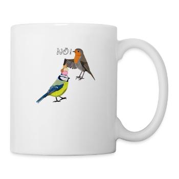 Rotkehlchen Blaumeise Eis Kopf NÖ Lustige Vögel - Tasse - Weiß - Rechts