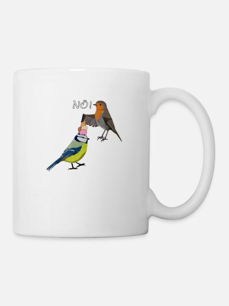 Rotkehlchen Blaumeise Eis Kopf NÖ Lustige Vögel - Tasse - Weiß