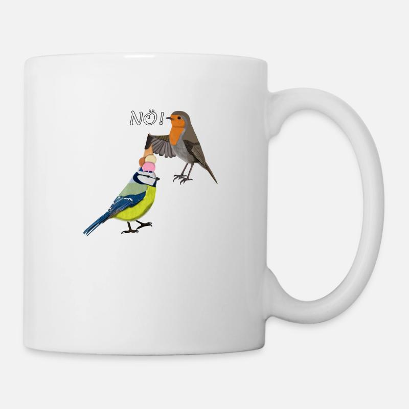 Rotkehlchen Blaumeise Eis Kopf NÖ Lustige Vögel - Tasse - Weiß