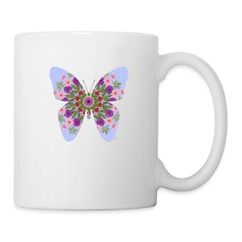 butterfly and flowers - Mug - white - Right