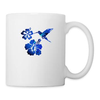 hummingbird , blue, bird, fly, watercolor, flower - Mug - white - Right