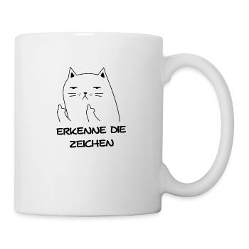 Erkenne die zeichen Geschenk Katze Haustiere - Tasse - Weiß - Rechts