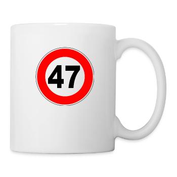 Anniversaire - 47 - Célébration - Panneau de signalisation - Mug blanc - blanc - Droite