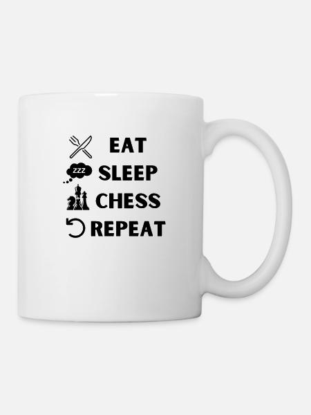 EAT SLEEP CHESS REPEAT - Mug blanc - blanc