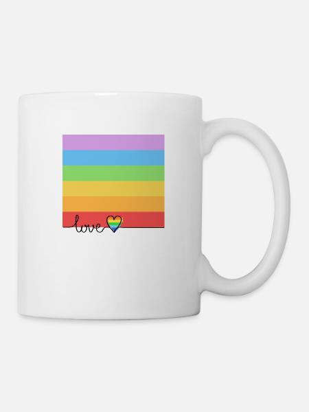 Regenbogen, LGBT, Rainbow, Gay Pride, Love - Tasse - Weiß