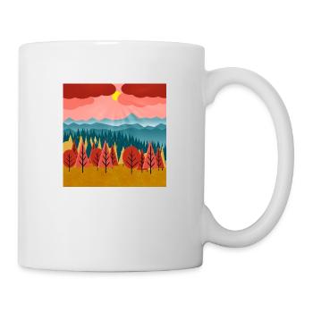 Landschaft eines Waldes bei Sonnenuntergang - Tasse - Weiß - Rechts