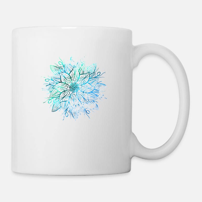 Mandala - Blau - Tasse - Weiß