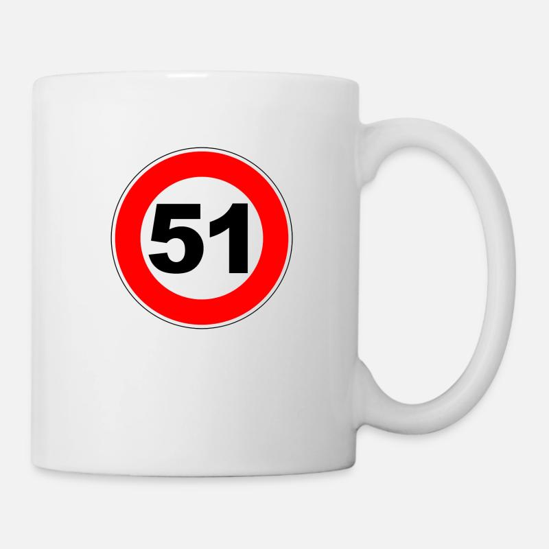 51. Geburtstag - 51 - Feier - Straßenschild - Tasse - Weiß