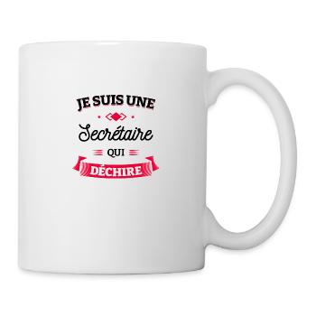 SECRÉTAIRE QUI DÉCHIRE - Mug blanc - blanc - Droite