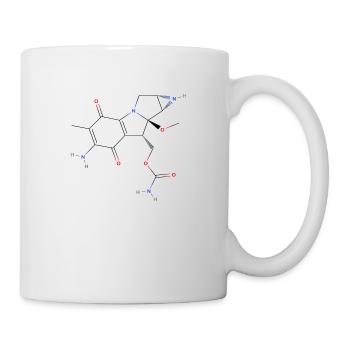 Mitomycin C Molekül - Farbige Strukturformel - Tasse - Weiß - Rechts
