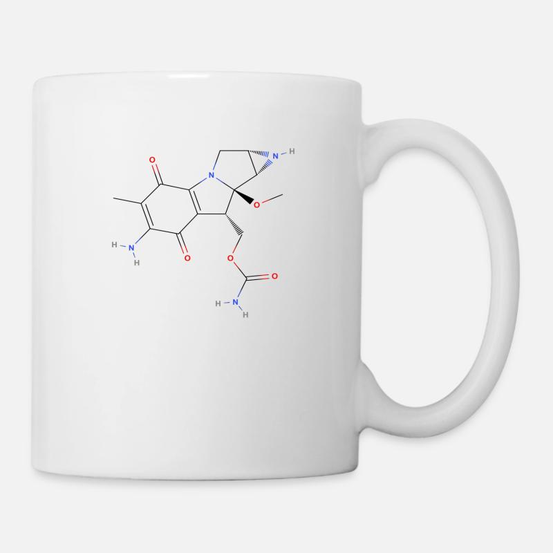 Mitomycin C Molecule - Farget strukturell formel - Kopp - hvit