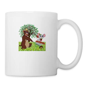 Bear with mouse on a meadow - Mug - white - Right