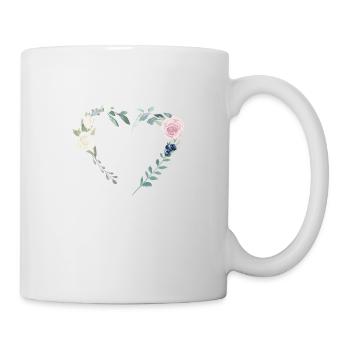 Herz Blumen personalisierbar - Tasse - Weiß - Rechts