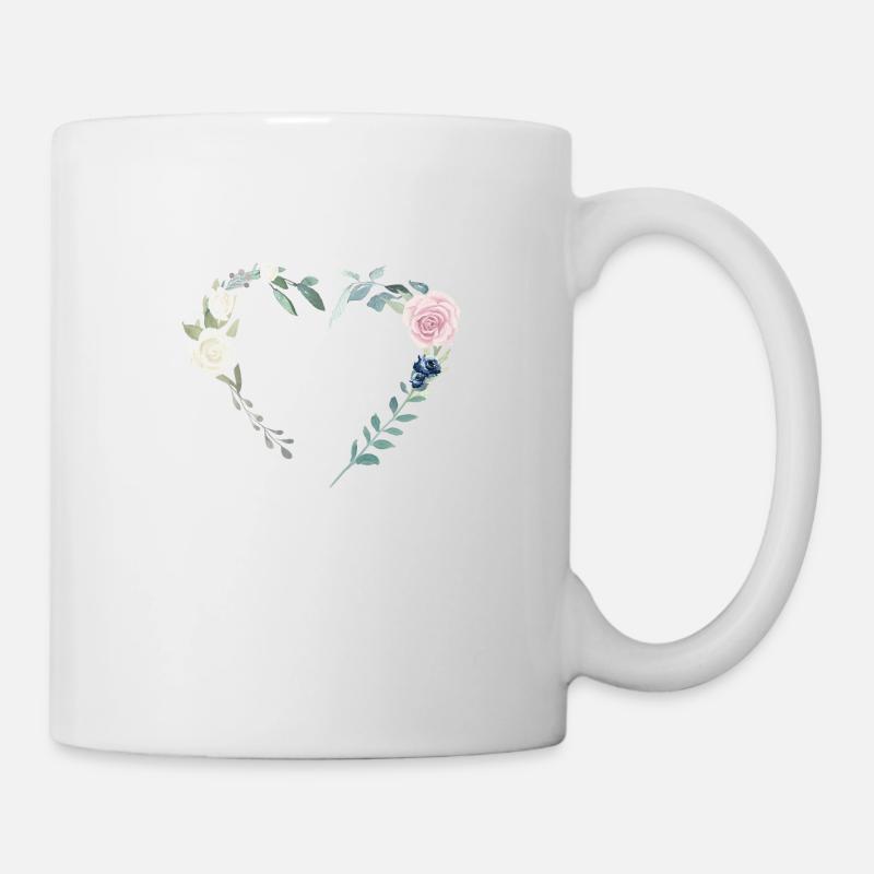 Herz Blumen personalisierbar - Tasse - Weiß
