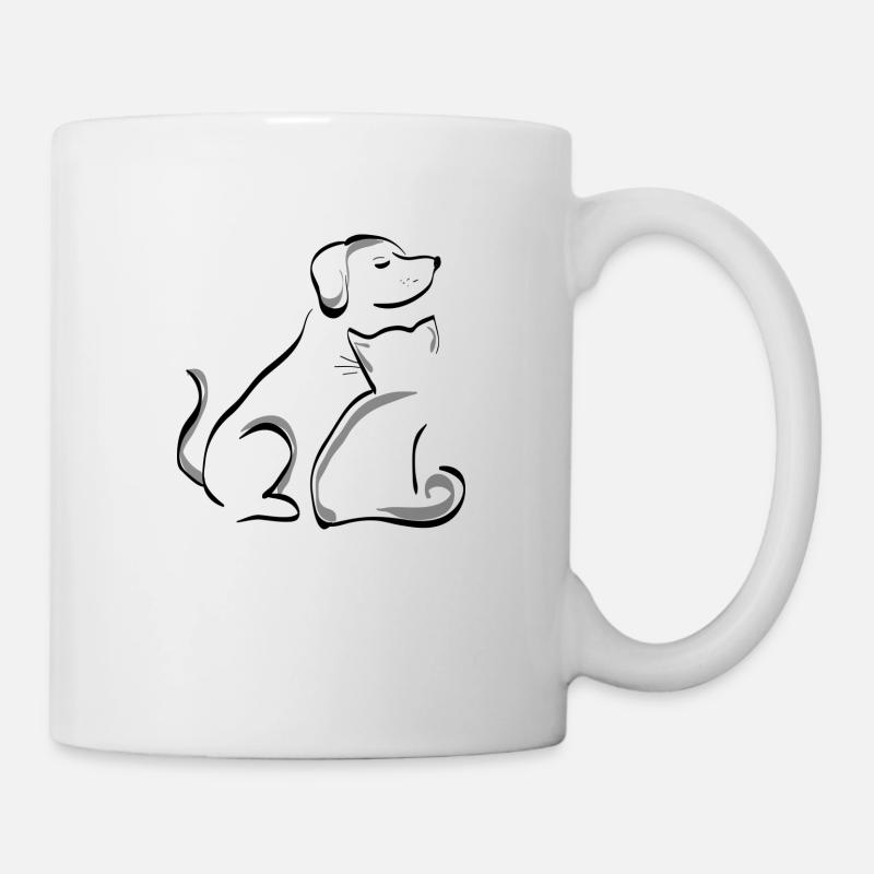Katze und Hund - Tasse - Weiß