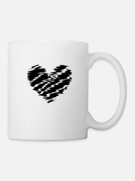 Le cœur noir floue idée de cadeau - Mug blanc - blanc