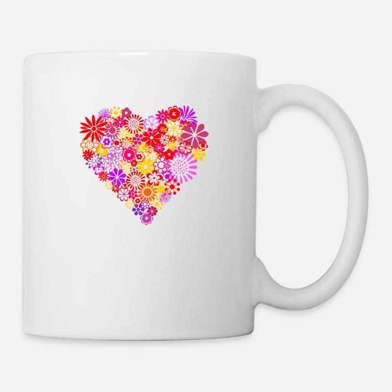 BLUMEN HERZ - Tasse - Weiß