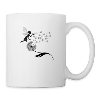 Schmetterlingdesign Pusteblumen Wiese Herzen Feen - Tasse - Weiß - Rechts